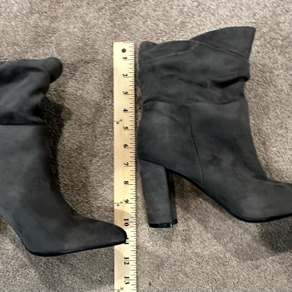 BeBE Charcoal Gray Suede Heeled Boots- like NEW - worn once-Size 8 - Picture 6 of 11